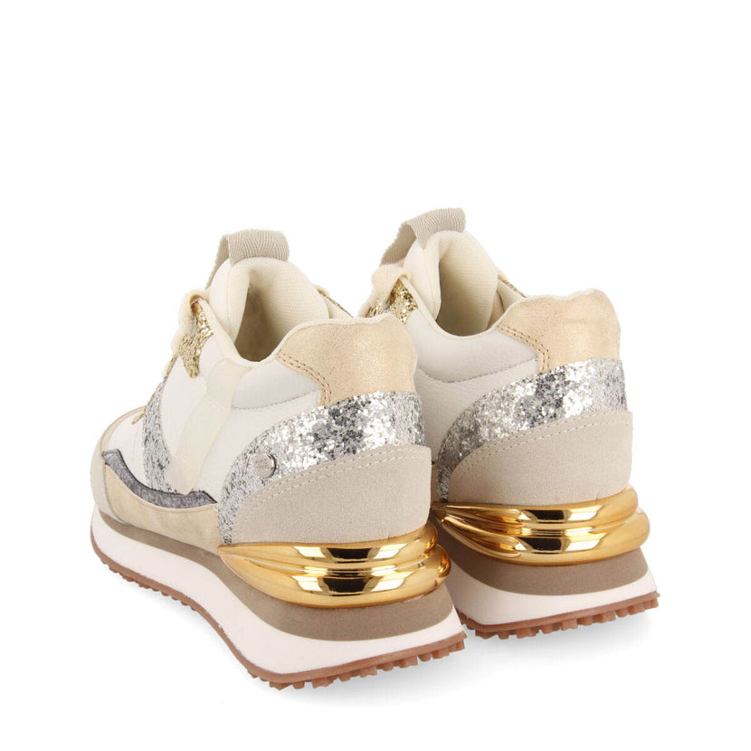Sneakers blancas con cuña interna y detalles en glitter para mujer archon 