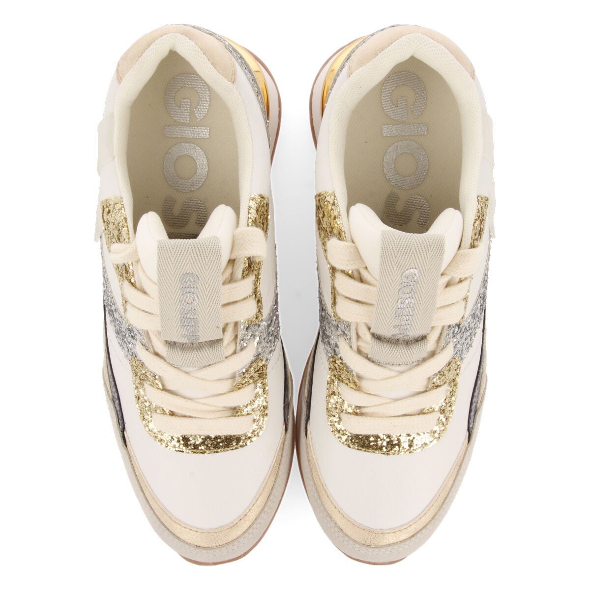 Archon women's white sneakers with inner wedges and glittery details