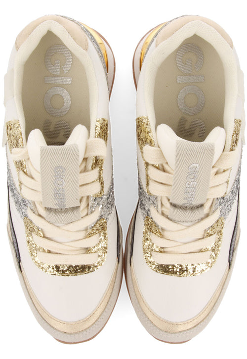 Sneakers blanches à talonnette invisible et détails glitter pour femme archon 