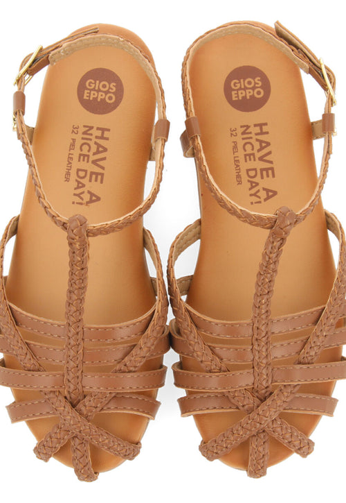 SANDALIAS DE PIEL TIPO CANGREJERAS EN COLOR CUERO PARA NIÑA SURABAYA