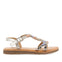 Calapan girls leather sandals with blue geometric embroidery