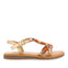 Calapan girls leather sandals withink geometric embroidery