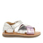 Sandalias bicolor metalizada en color plata y animal print para niña tame