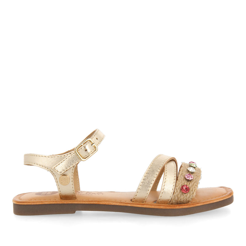 Cotia girls formal sandals with multicoloured jute
