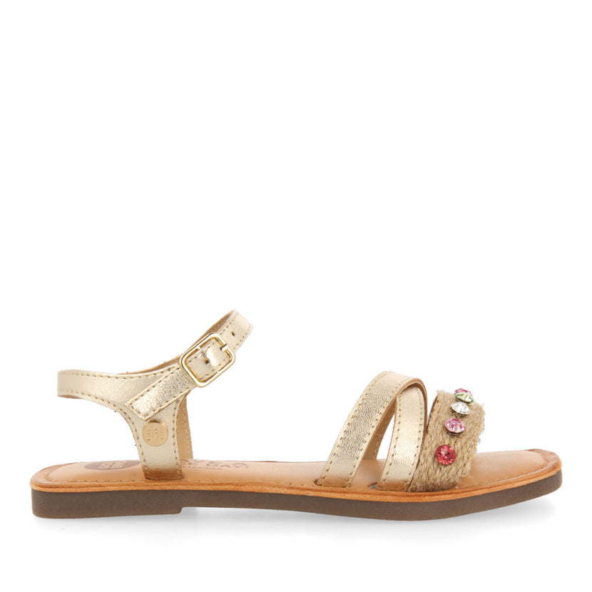 Cotia girls formal sandals with multicoloured jute