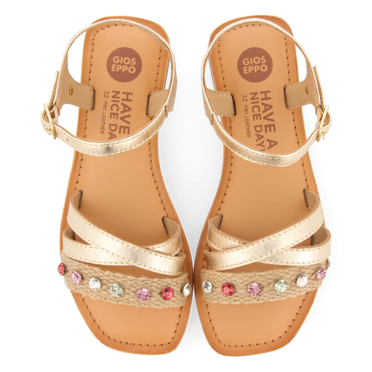 Cotia girls formal sandals with multicoloured jute