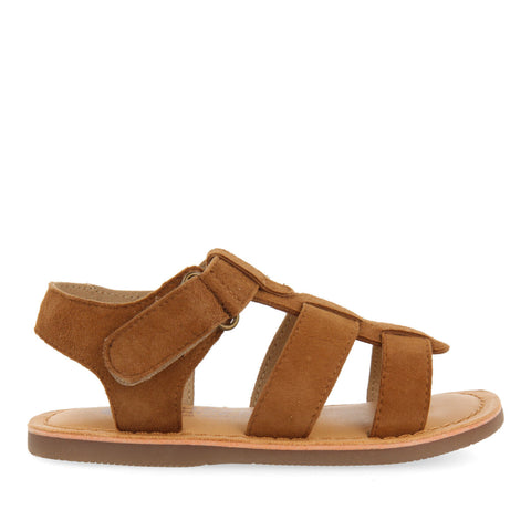 SANDALIAS DE PIEL EN COLOR CUERO TIPO CANGREJERA PARA NIÑO ANACO