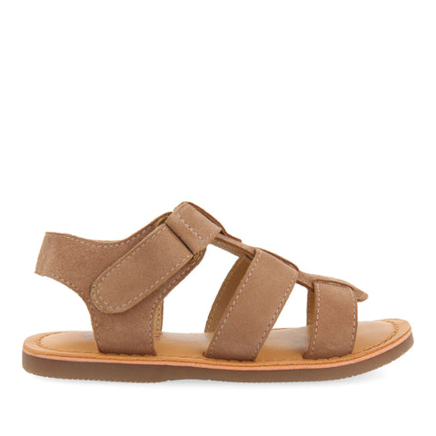 ANACO BOYS TAUPE LEATHER STRAPPY SANDALS