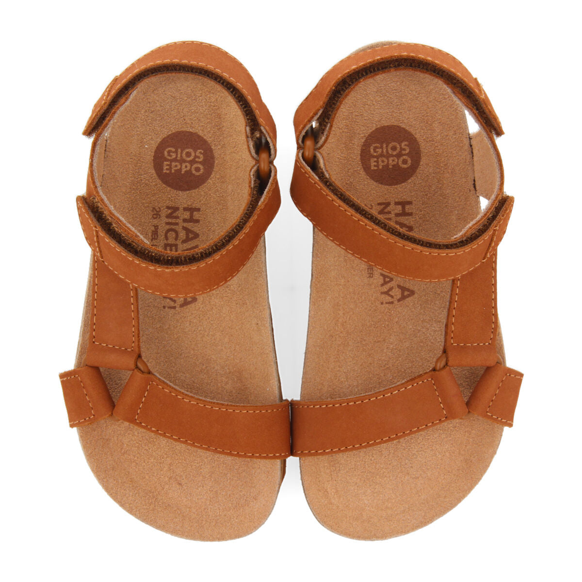 Sandali in pelle con suola anatomica in color cuoio da bambino coamo