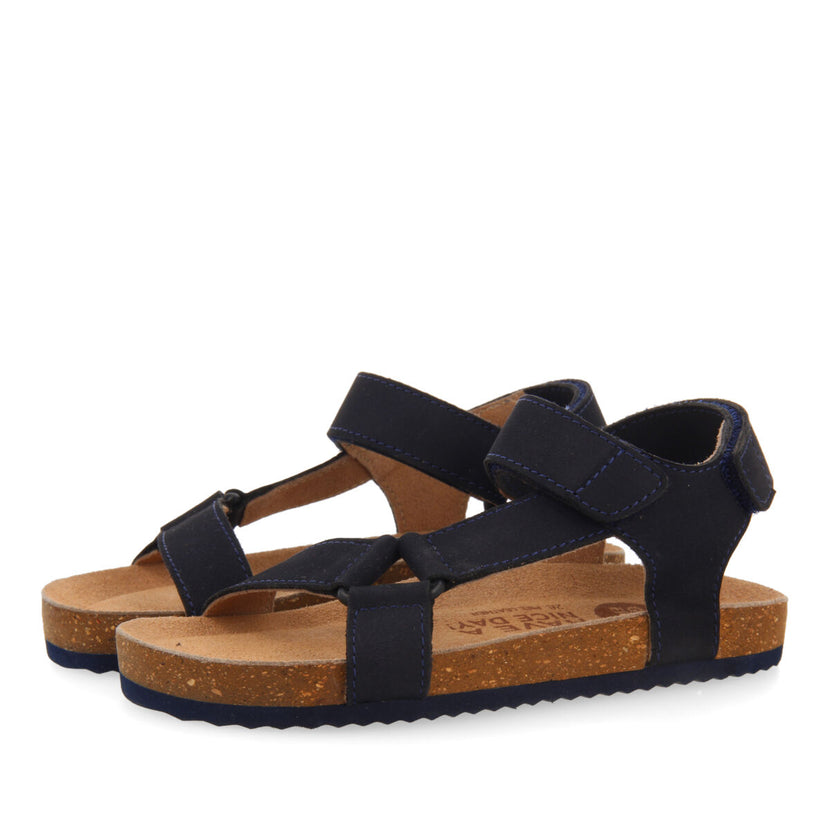 Coamo boys navy blue leather sandals with anatomical inner soles