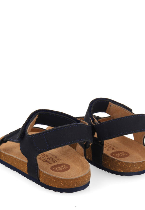 Coamo boys navy blue leather sandals with anatomical inner soles