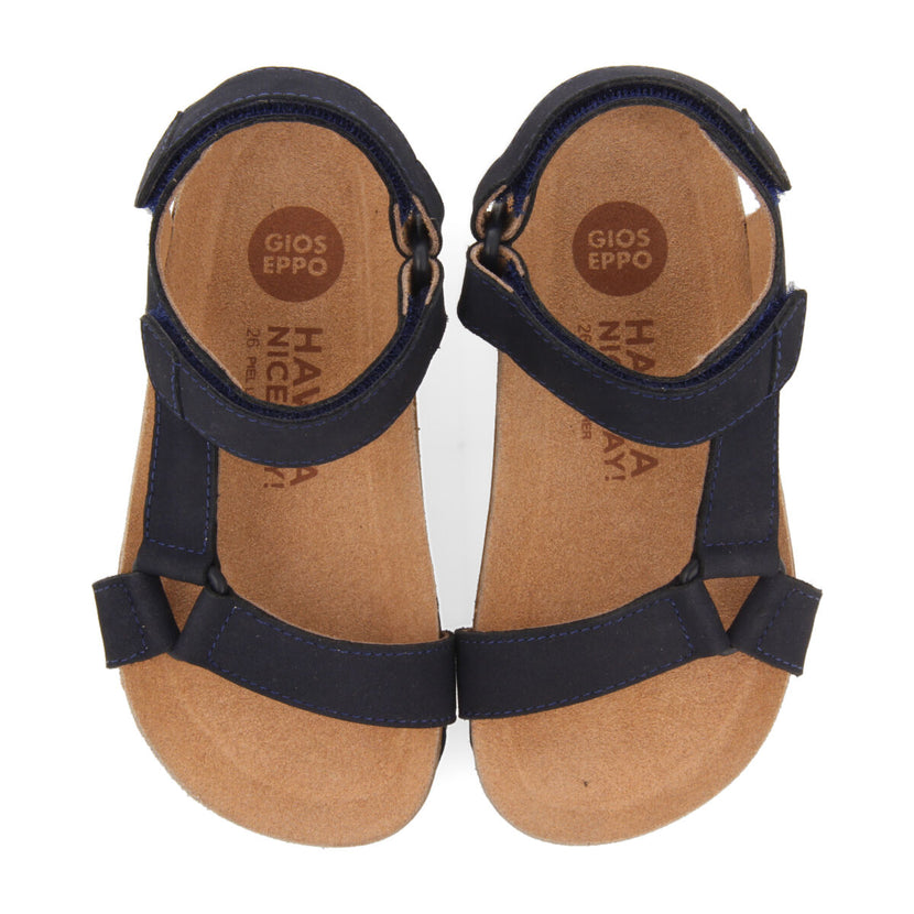 Coamo boys navy blue leather sandals with anatomical inner soles