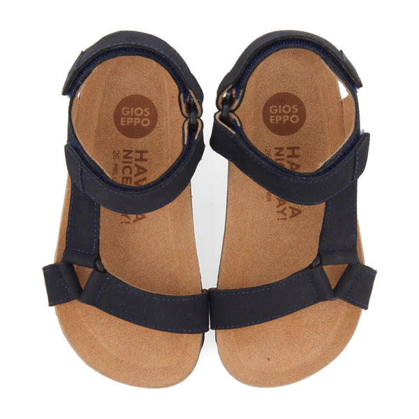 Coamo boys navy blue leather sandals with anatomical inner soles