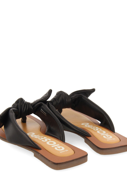Sandalias negras de piel con detalle de nudo para mujer acucena  