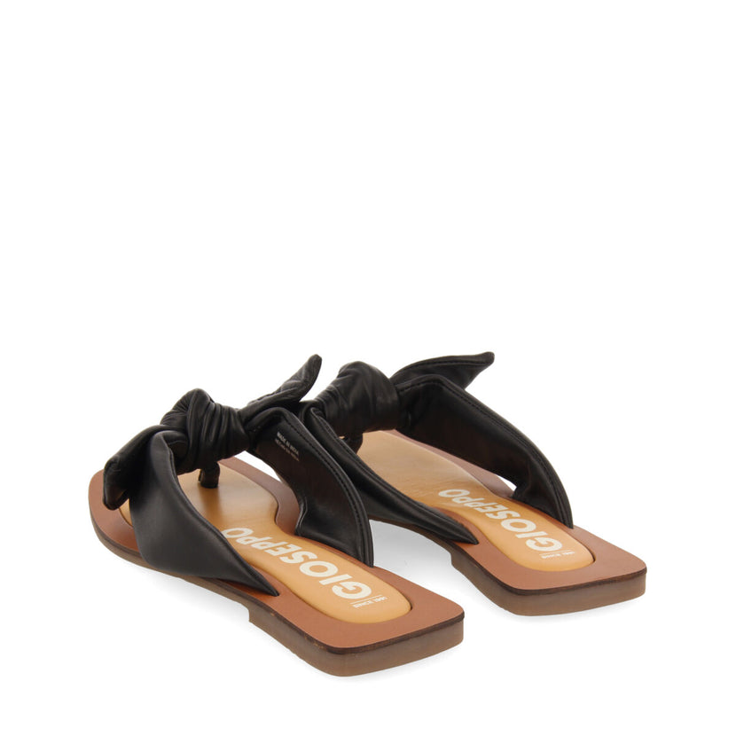 Sandalias negras de piel con detalle de nudo para mujer acucena  