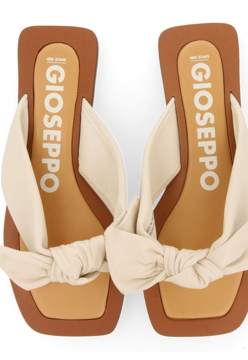 Sandalias off-white de piel con detalle de nudo para mujer acucena  