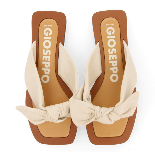 Sandalias off-white de piel con detalle de nudo para mujer acucena  