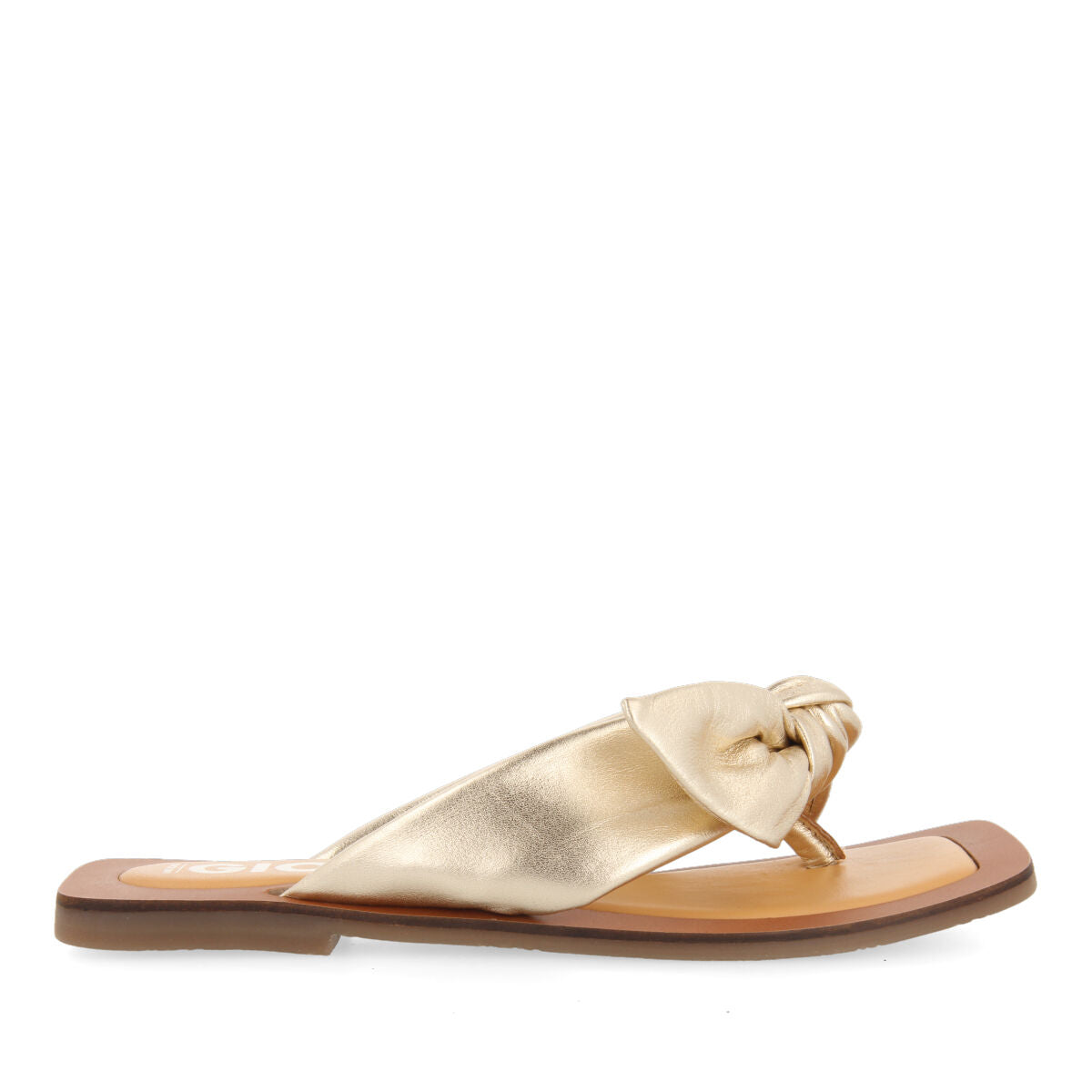 Sandalias doradas de piel con detalle de nudo para mujer acucena  