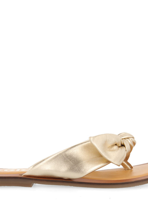 Sandalias doradas de piel con detalle de nudo para mujer acucena  