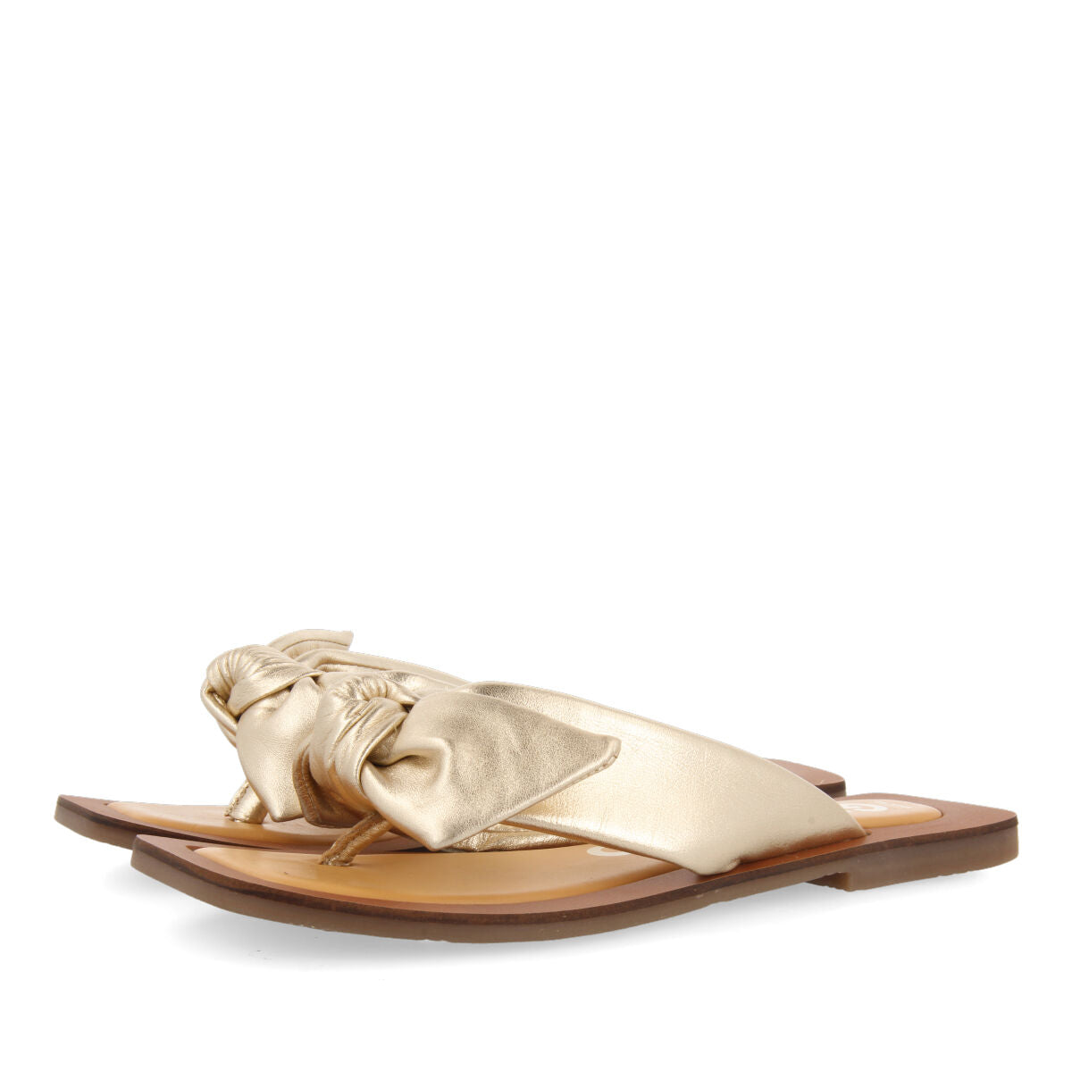 Sandalias doradas de piel con detalle de nudo para mujer acucena  