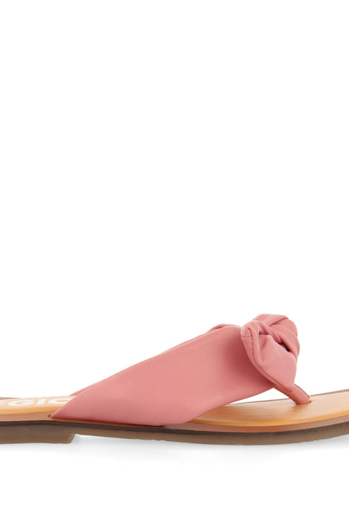 Sandalias rosa de piel con detalle de nudo para mujer acucena  
