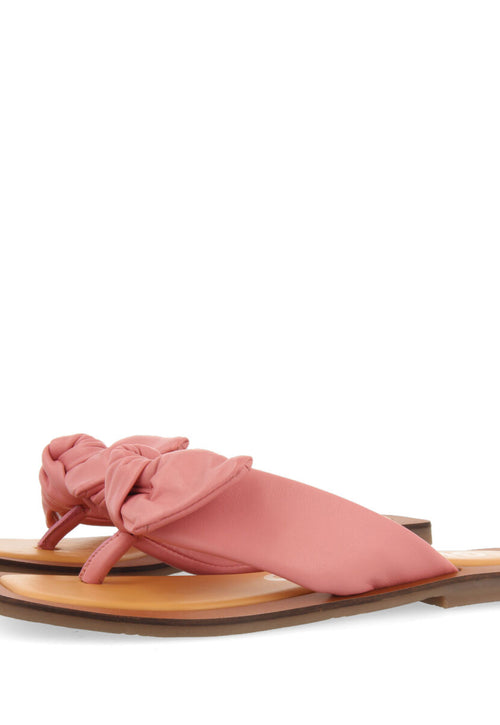 Sandalias rosa de piel con detalle de nudo para mujer acucena  