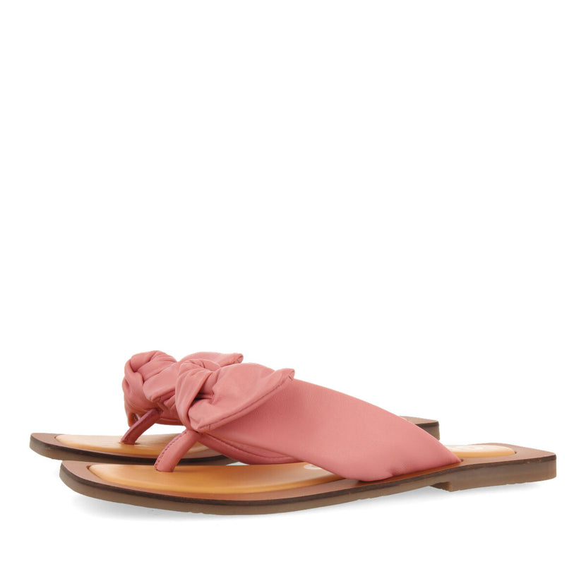 Sandalias rosa de piel con detalle de nudo para mujer acucena  