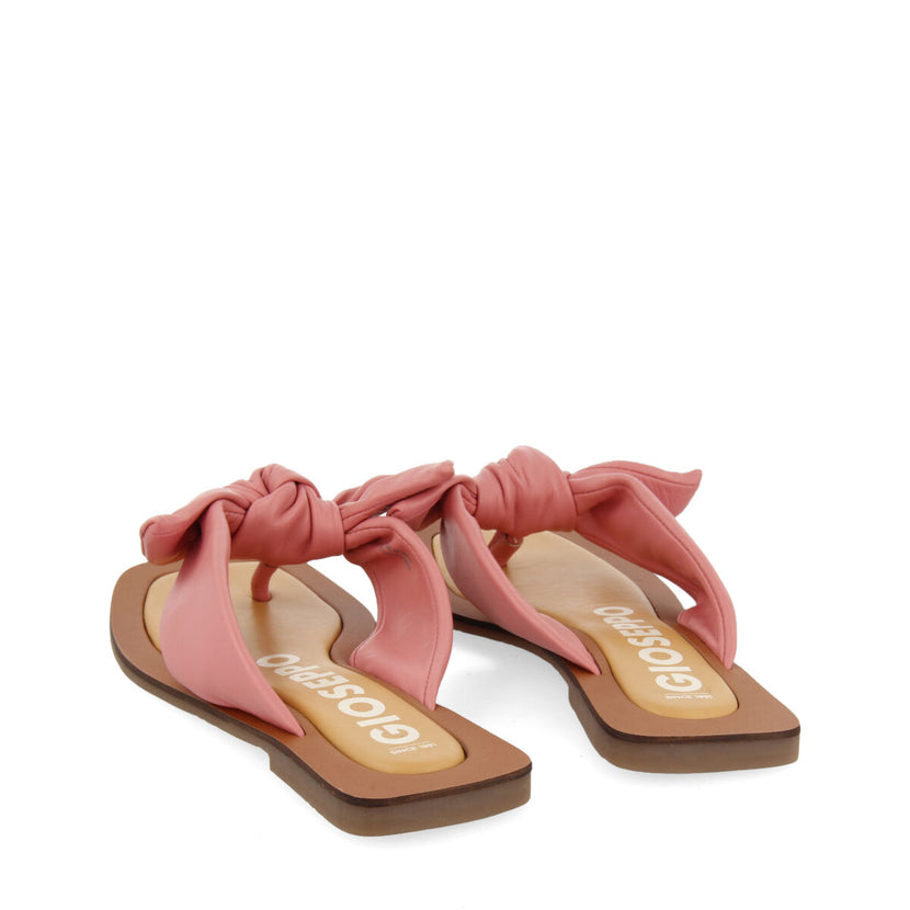 Sandalias rosa de piel con detalle de nudo para mujer acucena  
