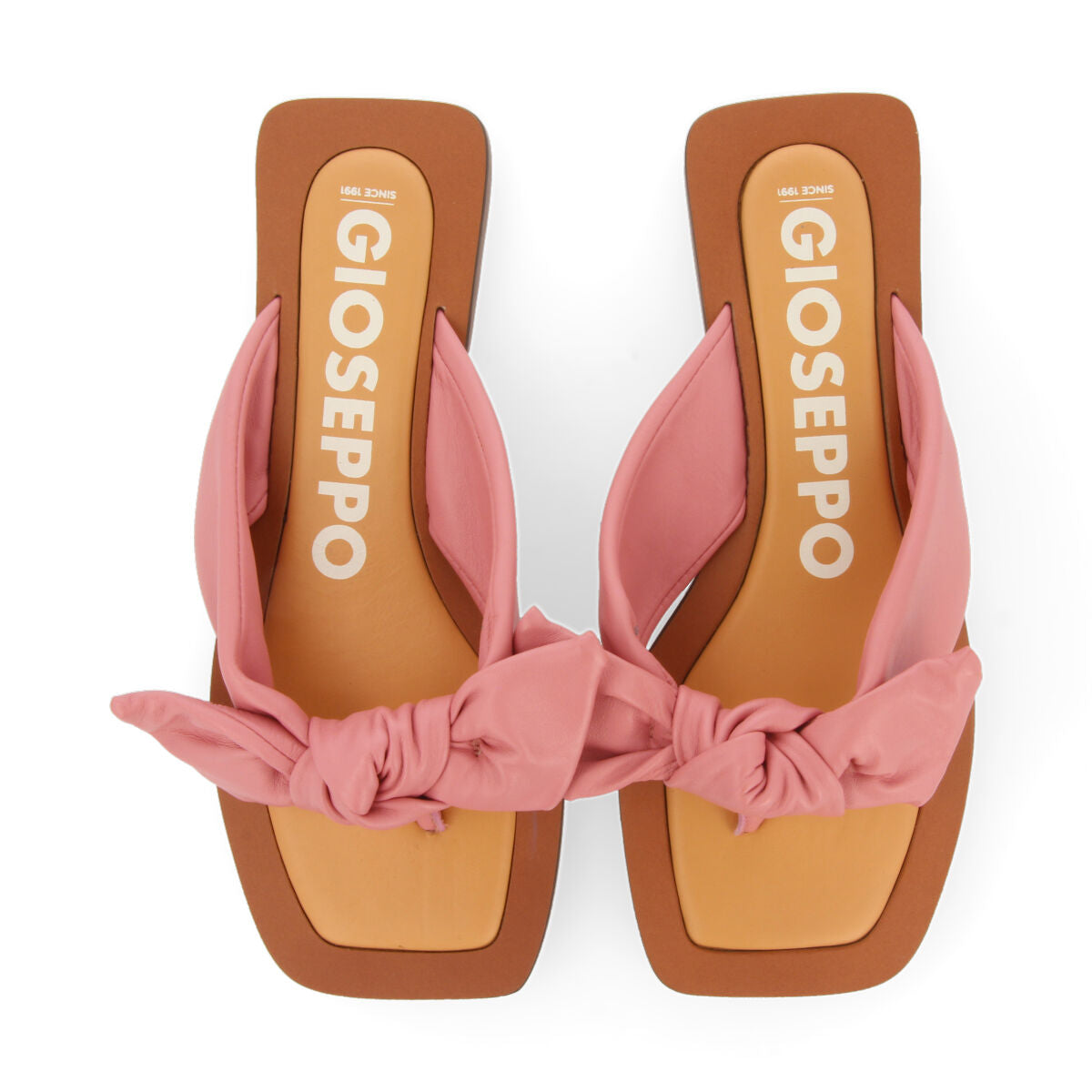 Sandalias rosa de piel con detalle de nudo para mujer acucena  