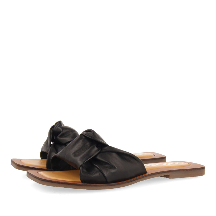Sandalias negras de piel con detalle de nudo para mujer epone   