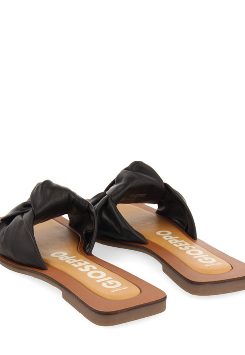 Sandalias negras de piel con detalle de nudo para mujer epone   