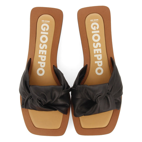 SANDALIAS NEGRAS DE PIEL CON DETALLE DE NUDO PARA MUJER EPONE   