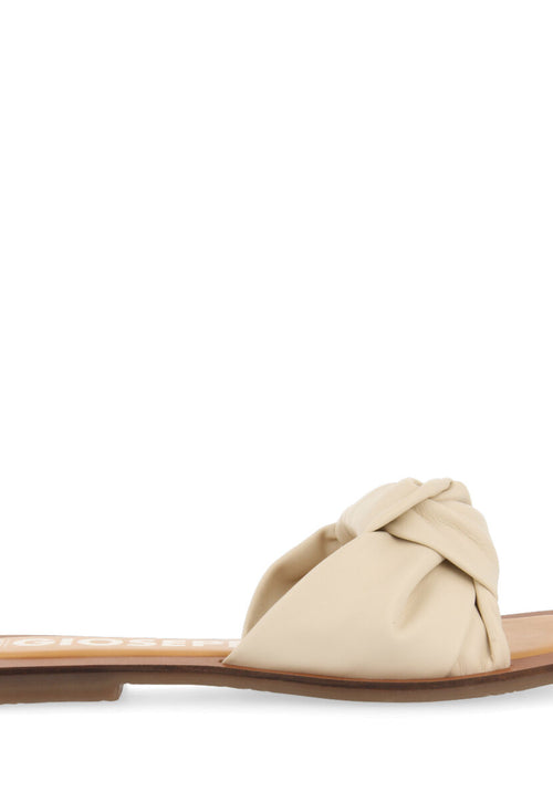 Sandalias off-white de piel con detalle de nudo para mujer epone   