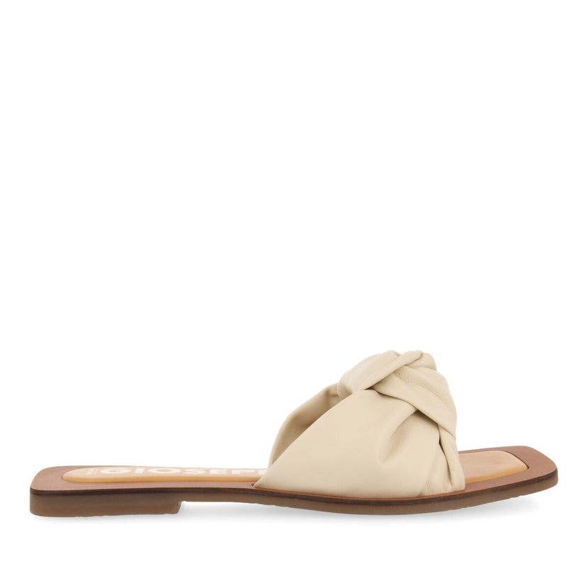 Sandalias off-white de piel con detalle de nudo para mujer epone   