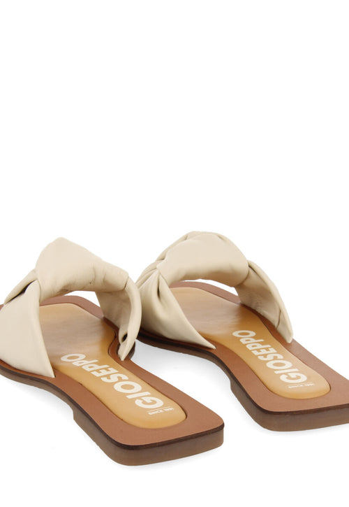 Sandalias off-white de piel con detalle de nudo para mujer epone   