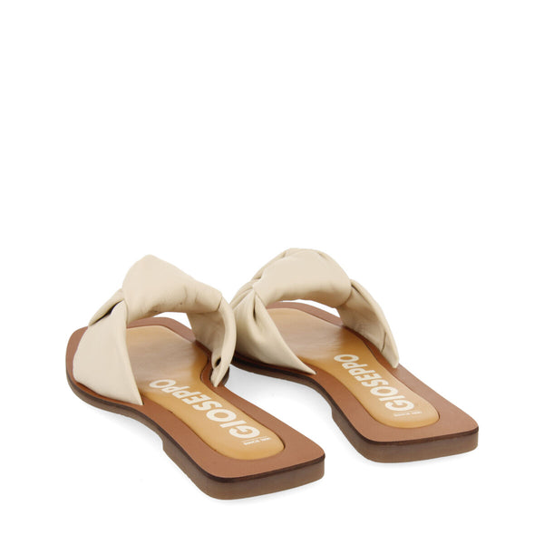 Sandalias off-white de piel con detalle de nudo para mujer epone   