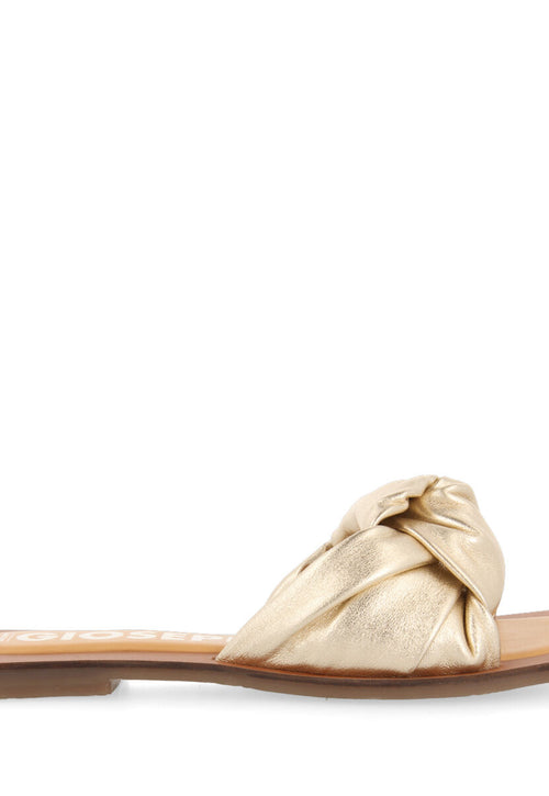 Sandalias doradas de piel con detalle de nudo para mujer epone   