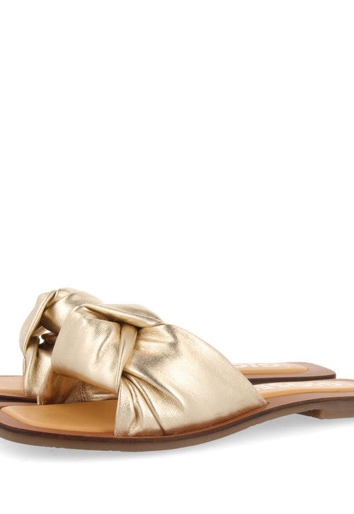 Sandalias doradas de piel con detalle de nudo para mujer epone   