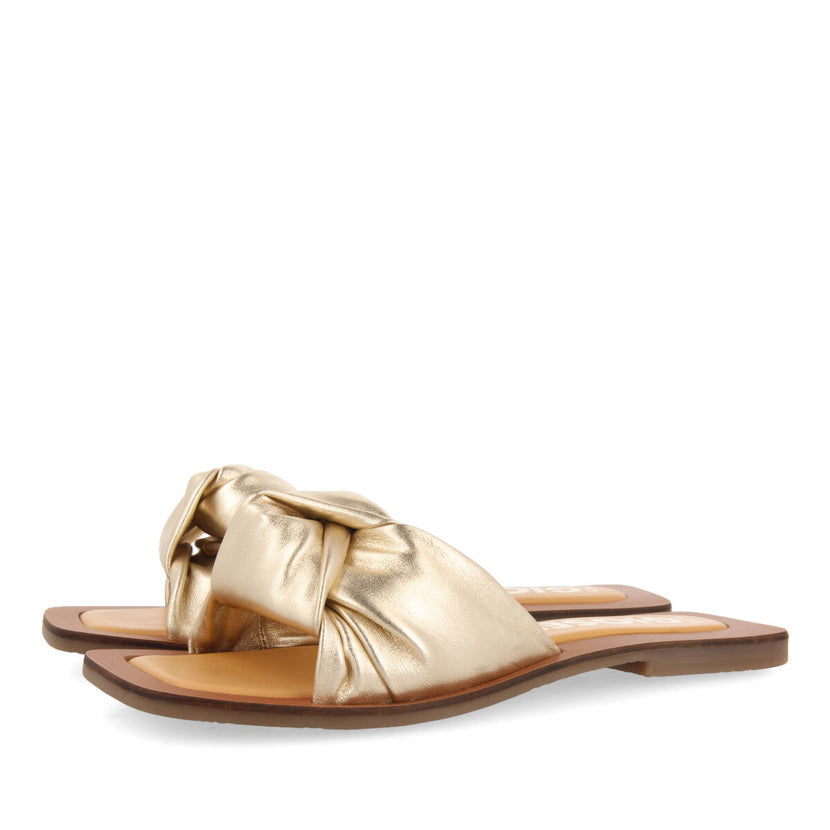 Sandalias doradas de piel con detalle de nudo para mujer epone   