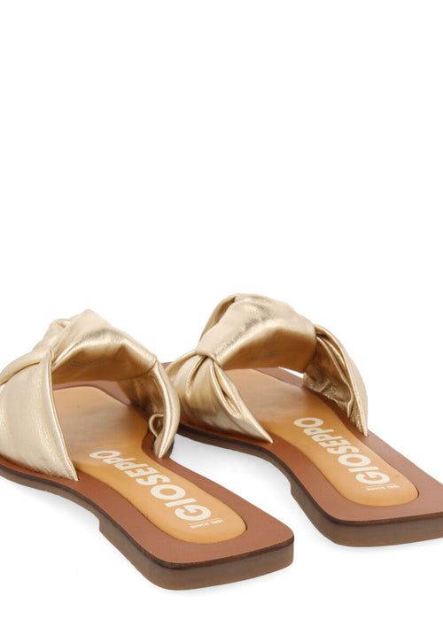 Sandalias doradas de piel con detalle de nudo para mujer epone   