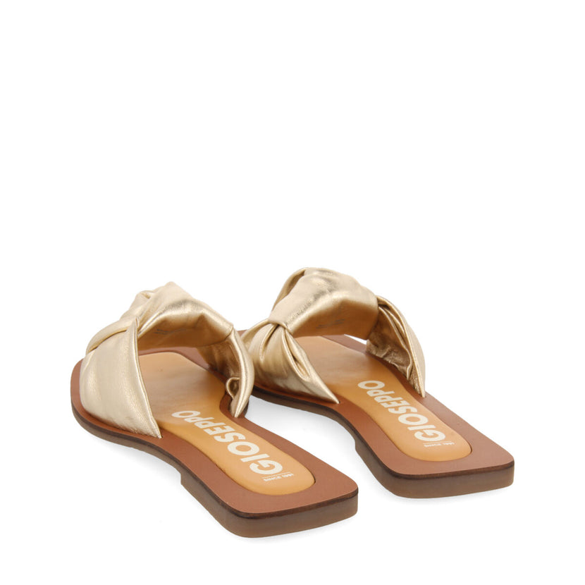 Sandalias doradas de piel con detalle de nudo para mujer epone   