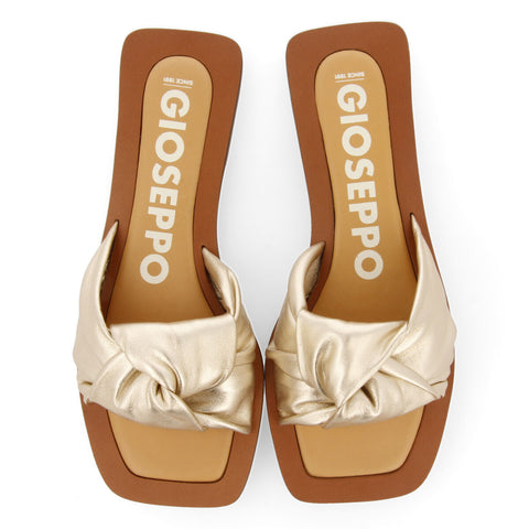 SANDALIAS DORADAS DE PIEL CON DETALLE DE NUDO PARA MUJER EPONE   