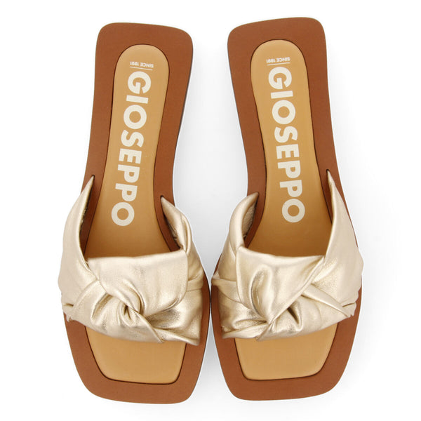 Sandalias doradas de piel con detalle de nudo para mujer epone   
