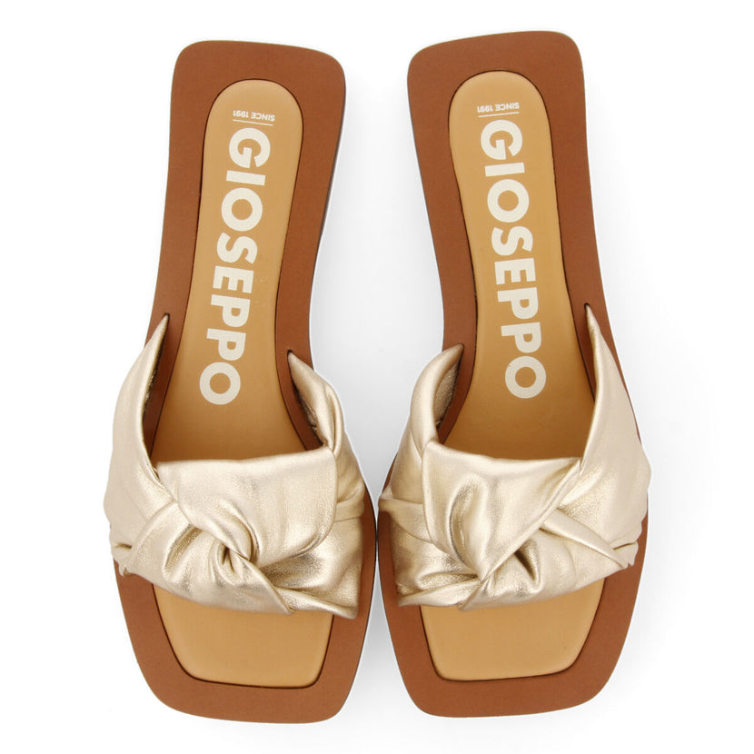 Sandalias doradas de piel con detalle de nudo para mujer epone   
