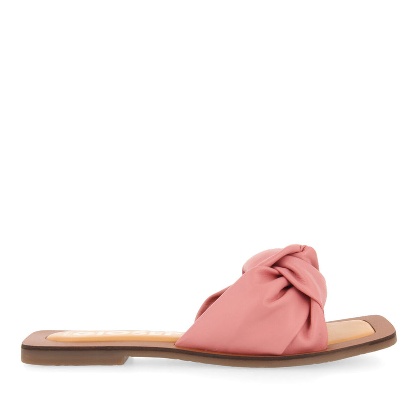 Sandalias rosa de piel con detalle de nudo para mujer epone   