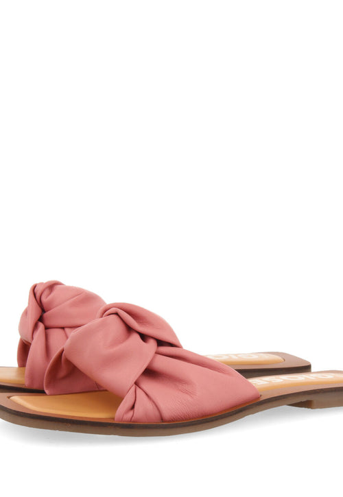 Sandalias rosa de piel con detalle de nudo para mujer epone   