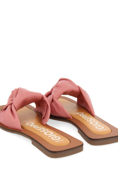 Sandalias rosa de piel con detalle de nudo para mujer epone   
