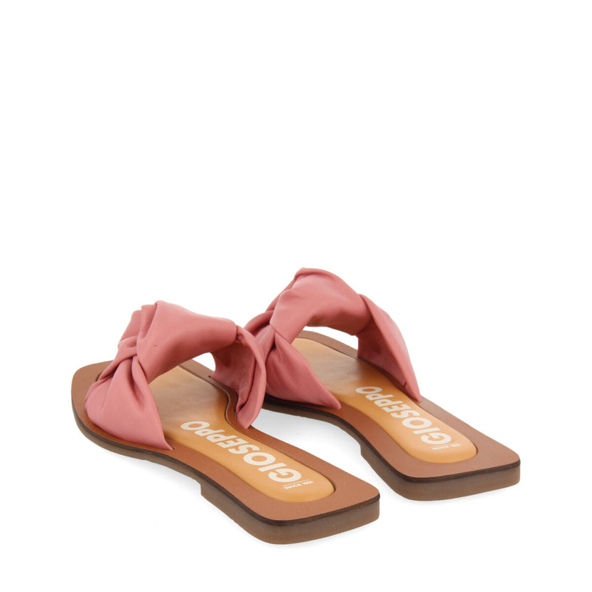 Sandalias rosa de piel con detalle de nudo para mujer epone   