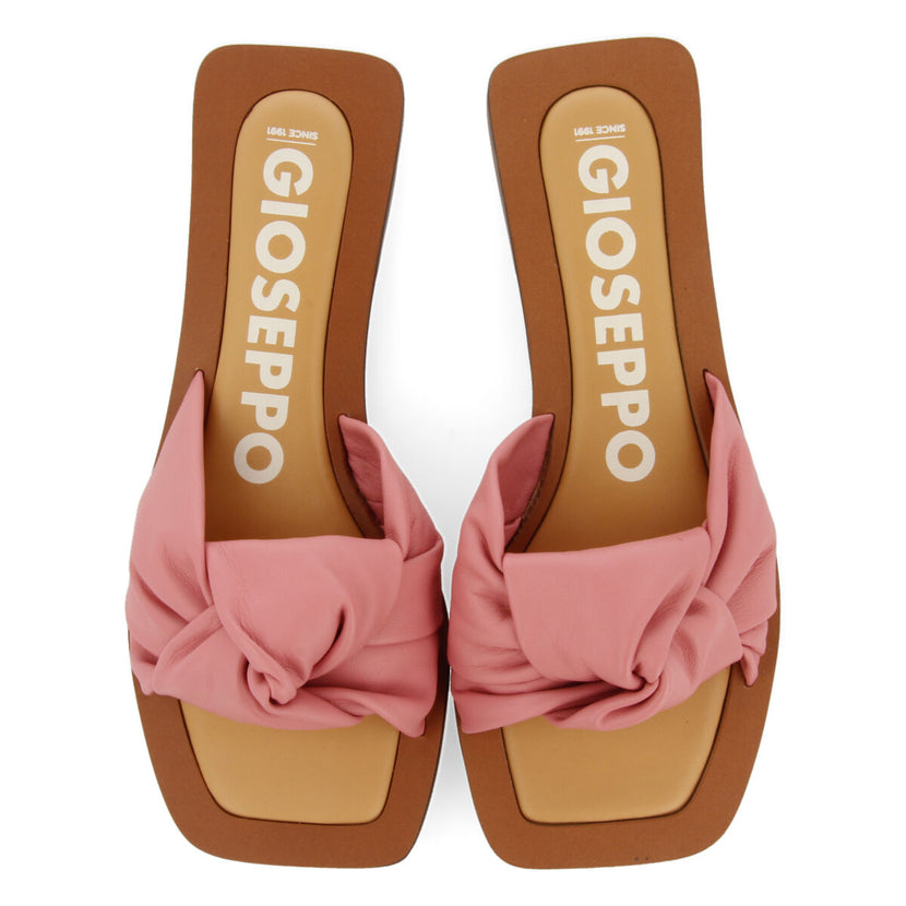 Sandalias rosa de piel con detalle de nudo para mujer epone   
