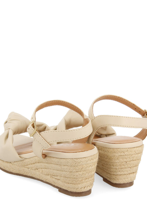 Gamboa women's off-white leather sandals with jute wedges